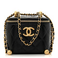 Calfskin Quilted Mini Perfect Fit Vanity Case With Chain Black