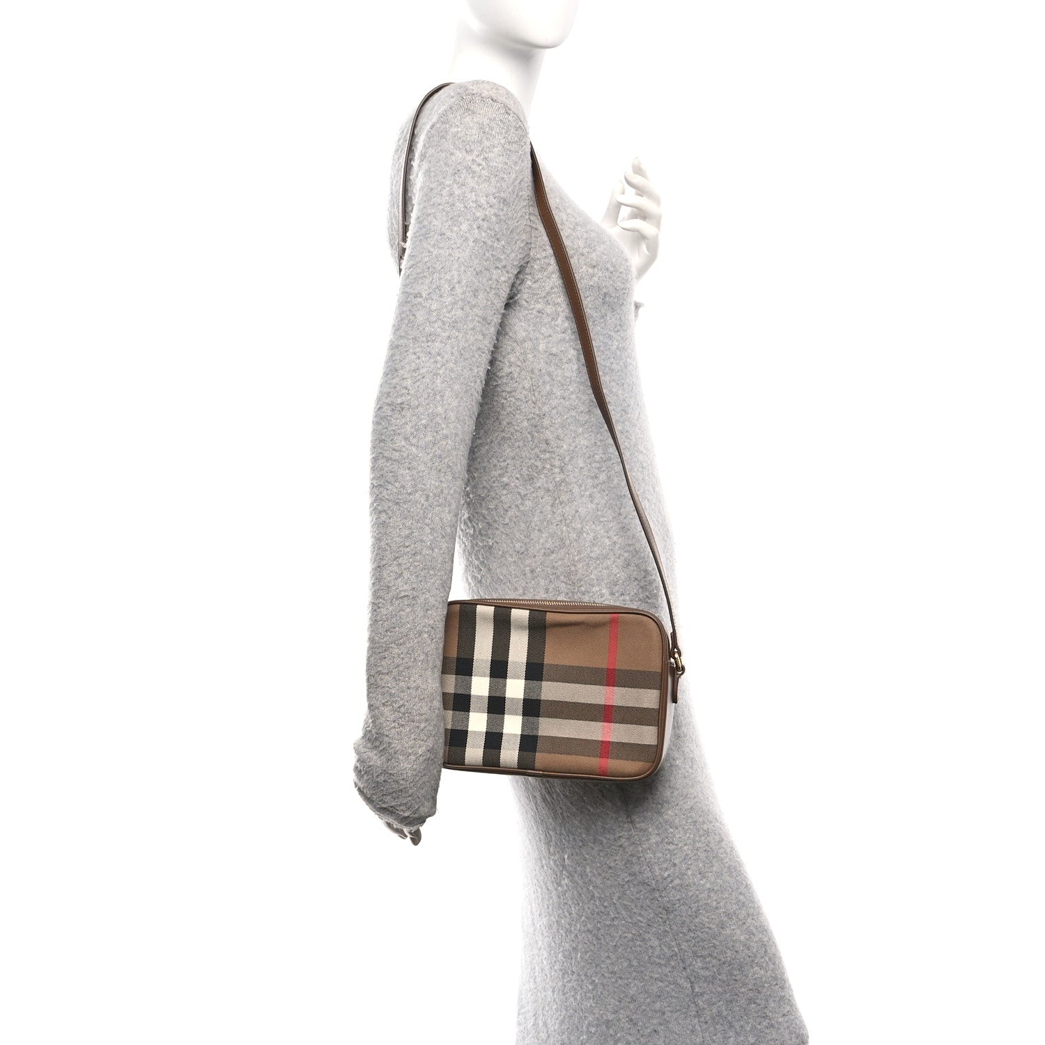Calfskin House Check Camera Bag Earth
