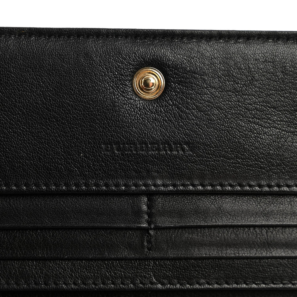 Grain Calfskin Continental Wallet Black