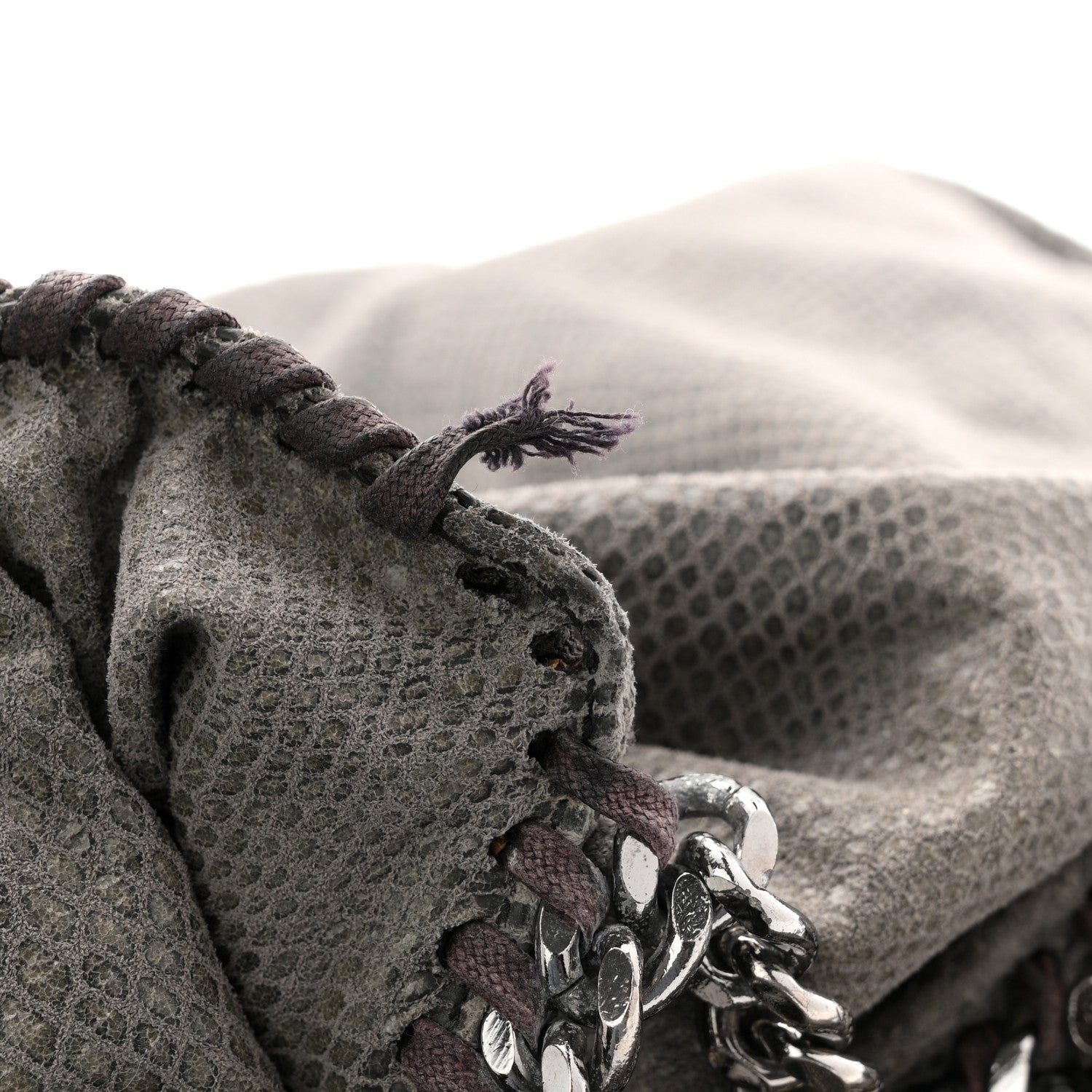 Metallic Faux Snakeskin Big Falabella Tote Grey
