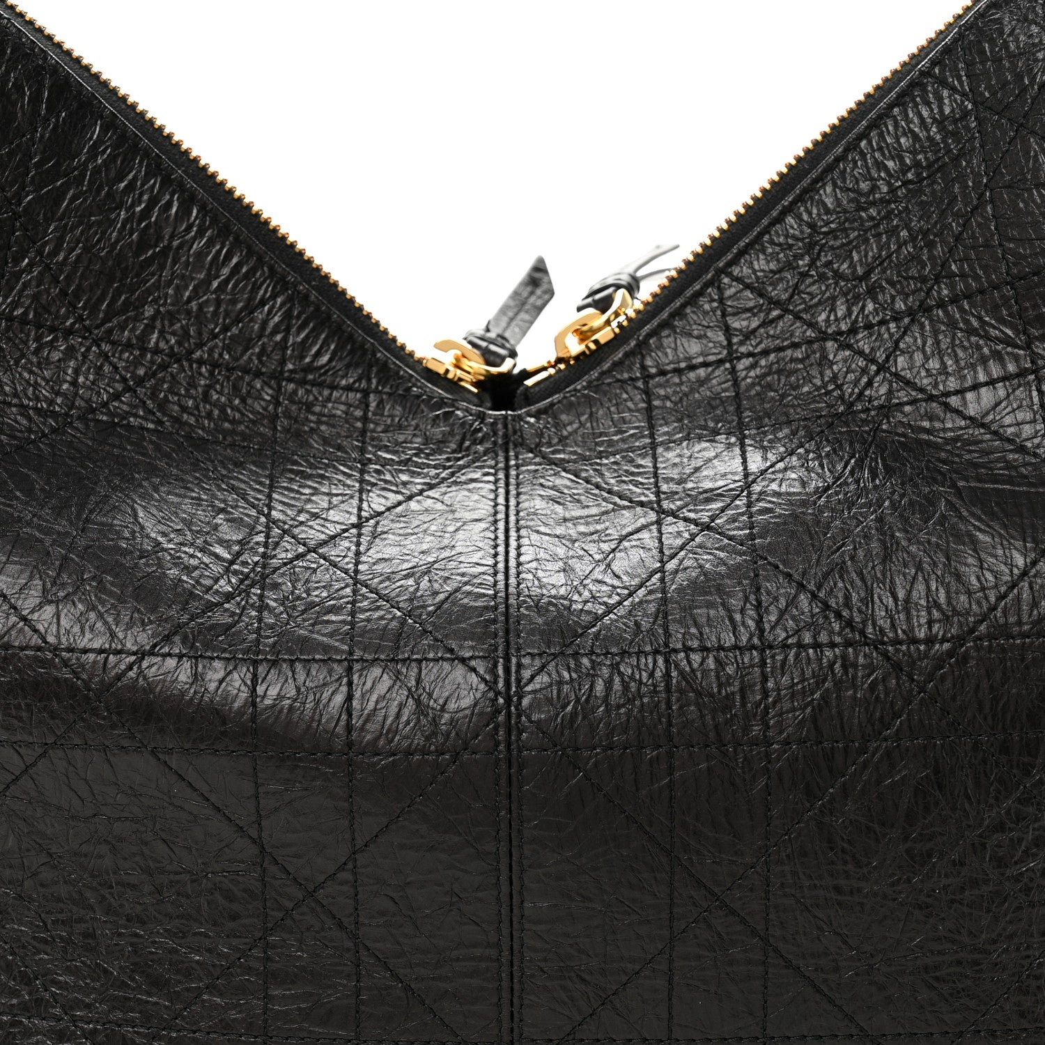 Crinkled Calfskin Macrocannage Large Voyage Bag Black