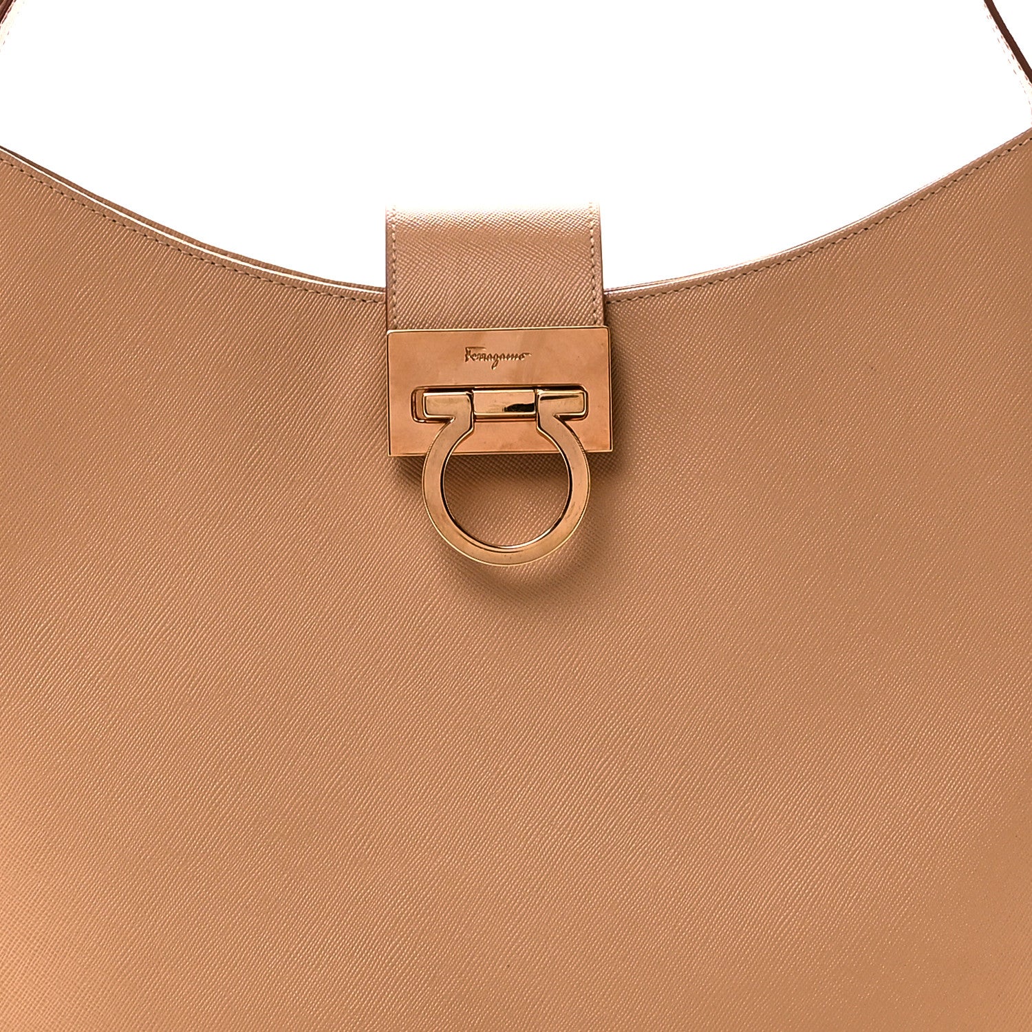 Hammered Calfskin Trifolio Shoulder Bag Sand