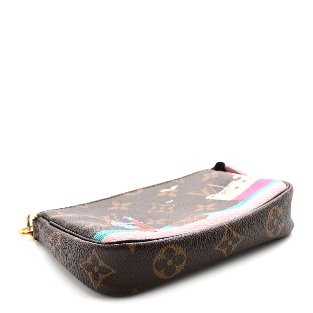 Monogram 2016 Christmas Animation Mini Pochette Accessories Rose Ballerine