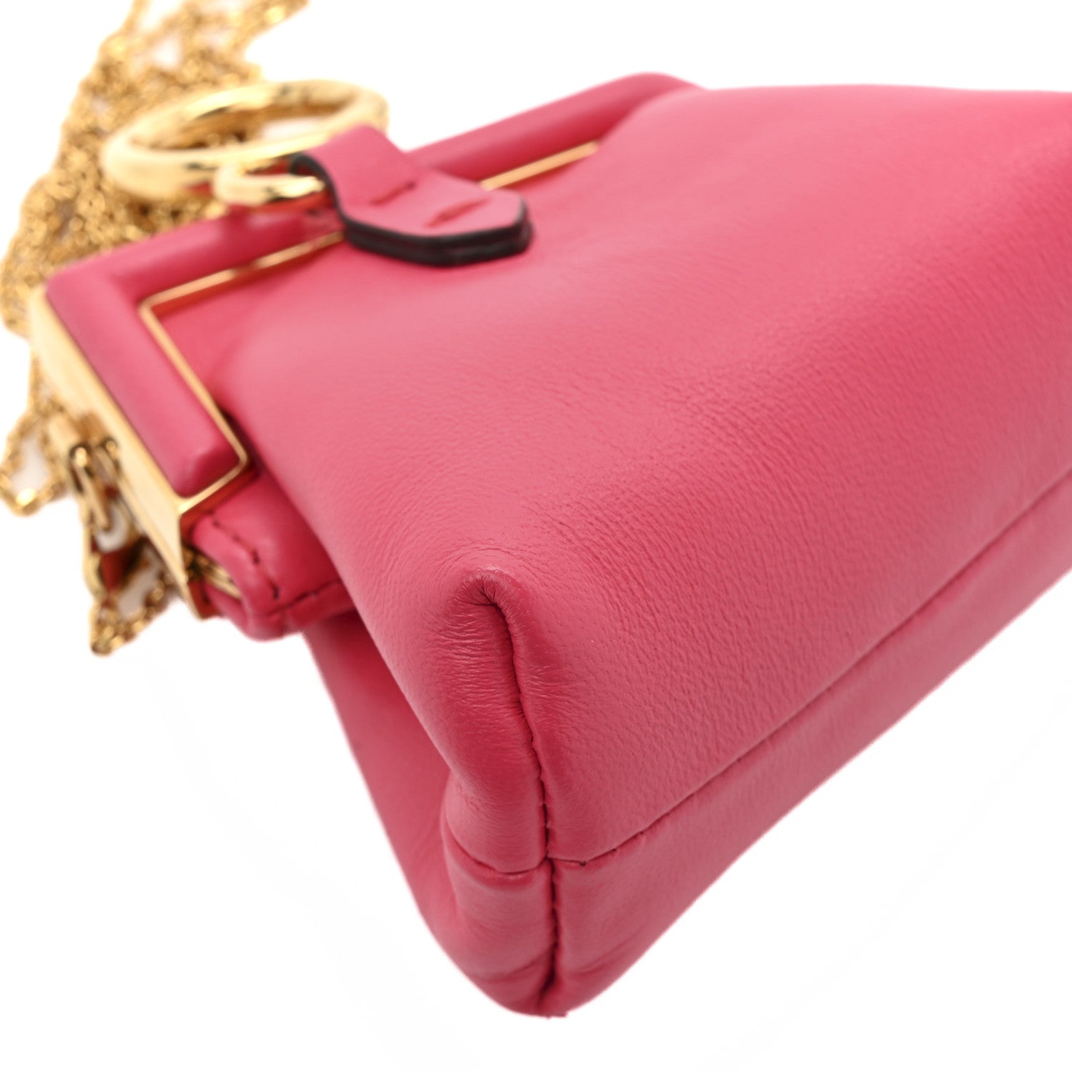 Shiny Nappa Nano Fendi First Bag Charm Lampone