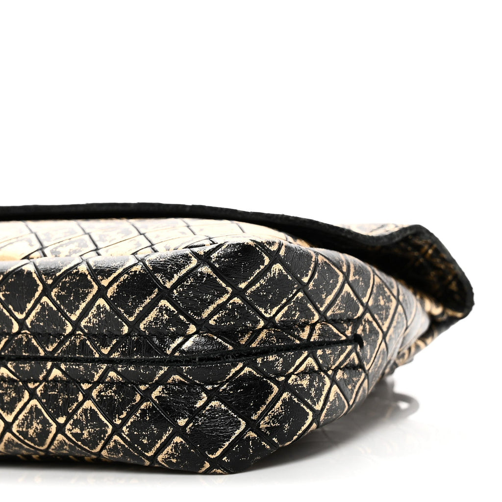 Calfskin Intrecciomirage Embossed Butterfly Chain Crossbody Black Gold