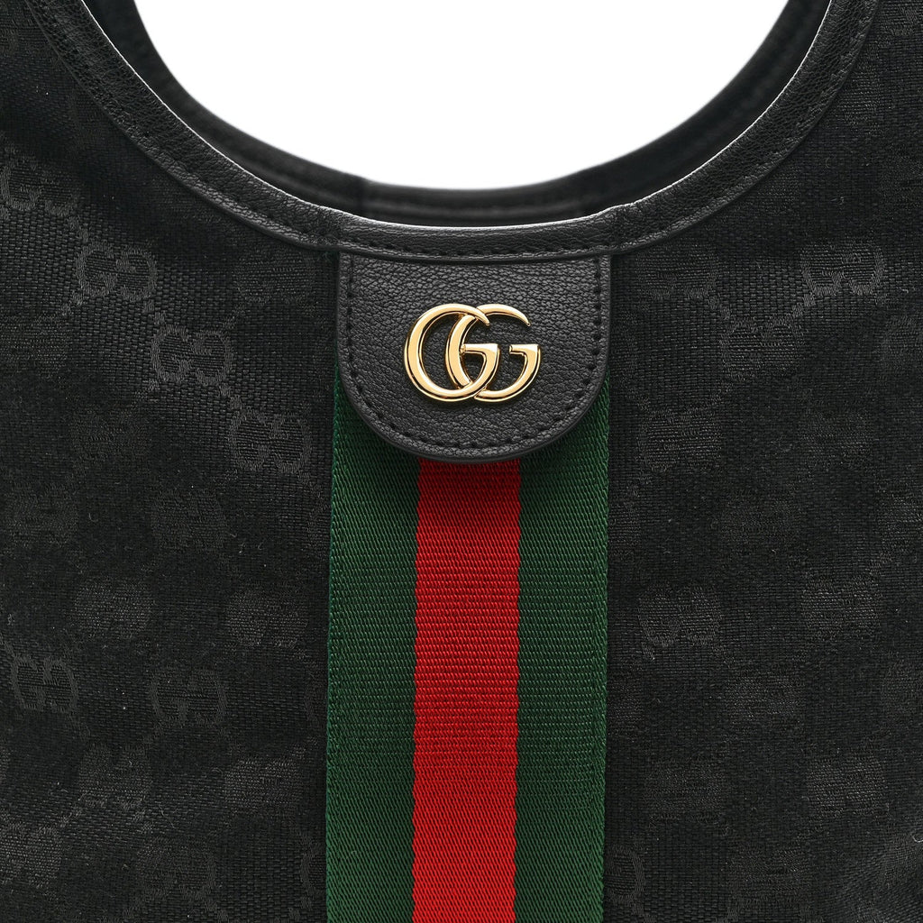 Denim GG Monogram Web Small Giglio Tote Black