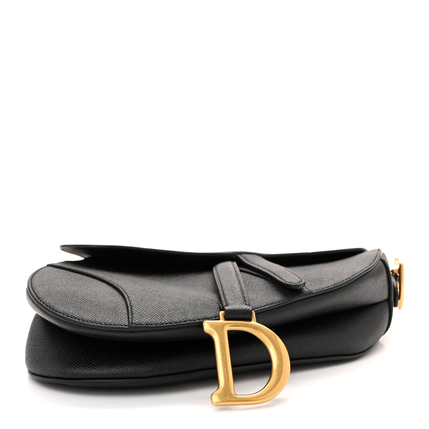 Grained Calfskin Saddle Bag Black