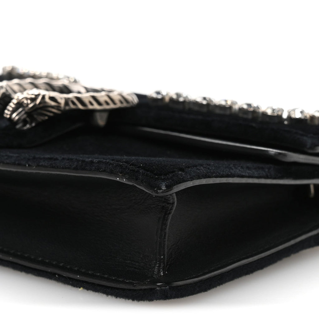 Velvet Crystal Super Mini Dionysus Shoulder Bag Black