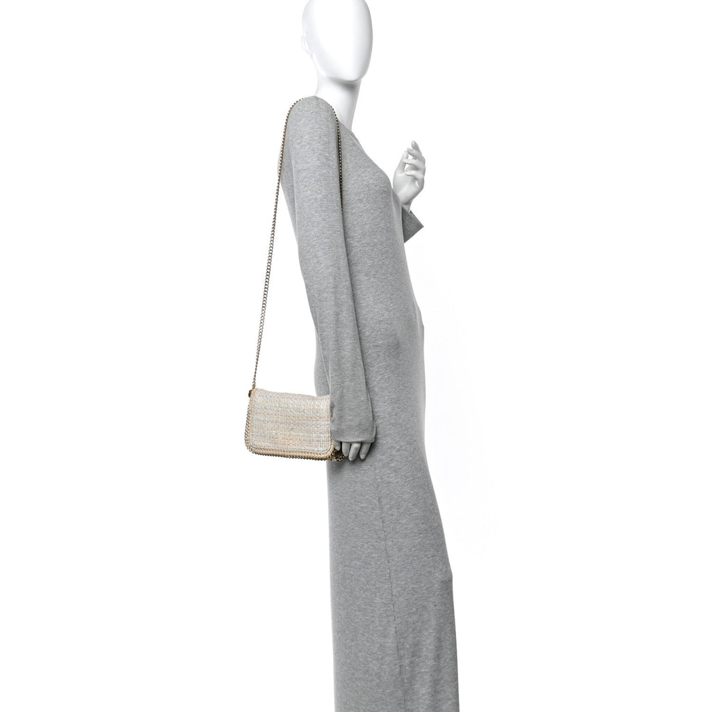 Woven Boucle Falabella Crossbody Bag White Beige