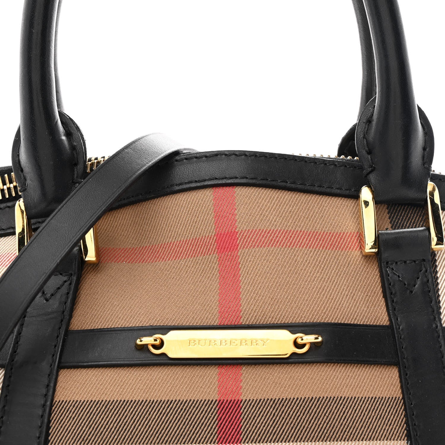 Bridle Calfskin House Check Small Orchard Bowling Bag Black