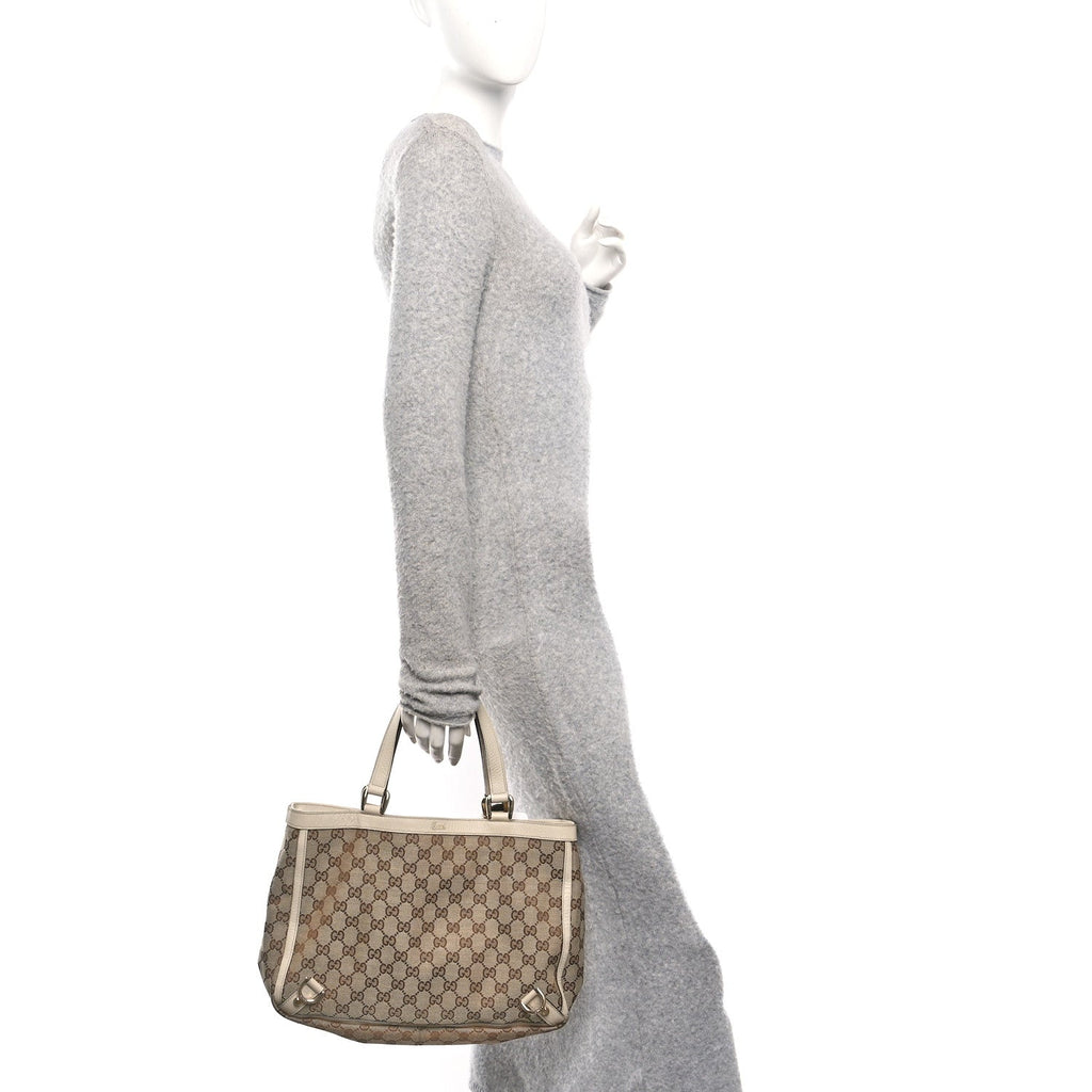 Monogram Medium Abbey Tote White