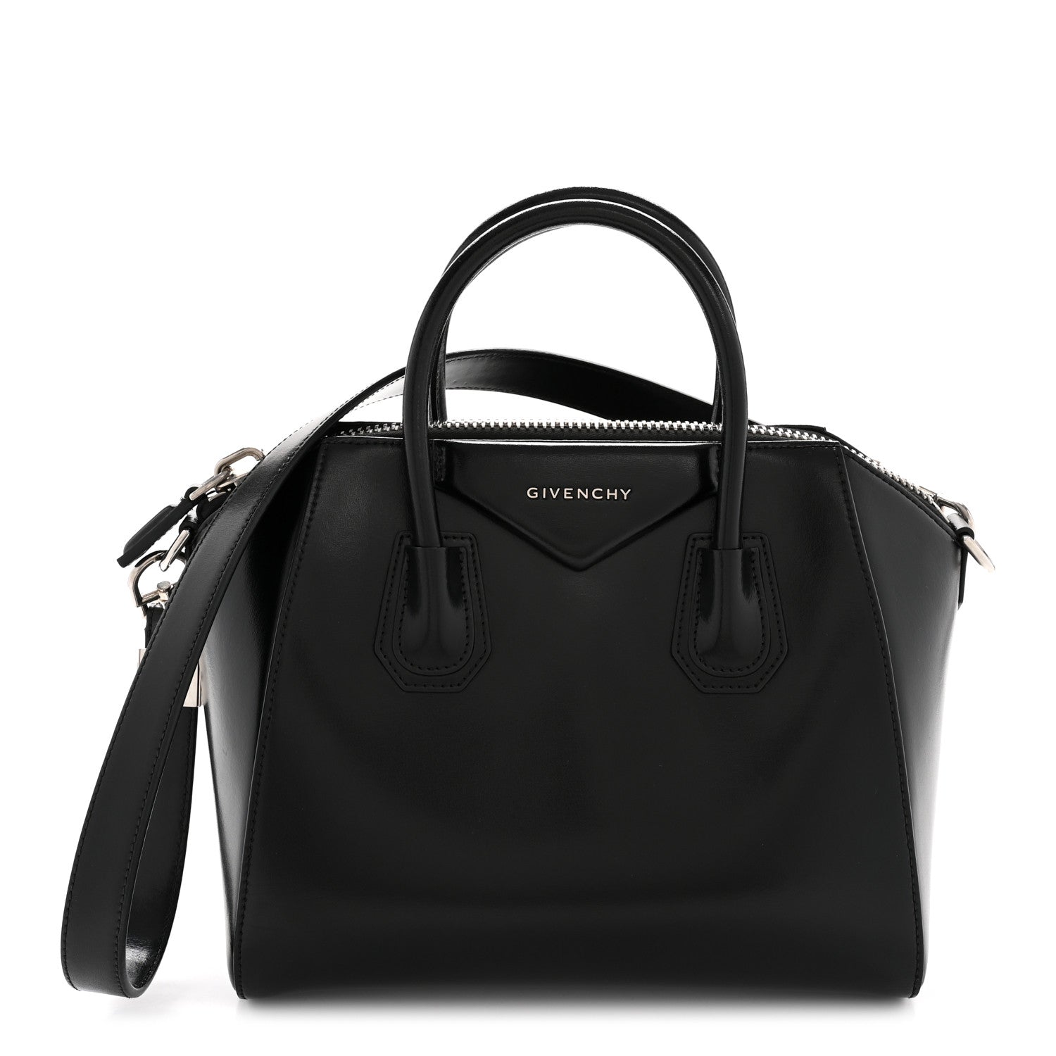Shiny Lord Calfskin Small Antigona Black