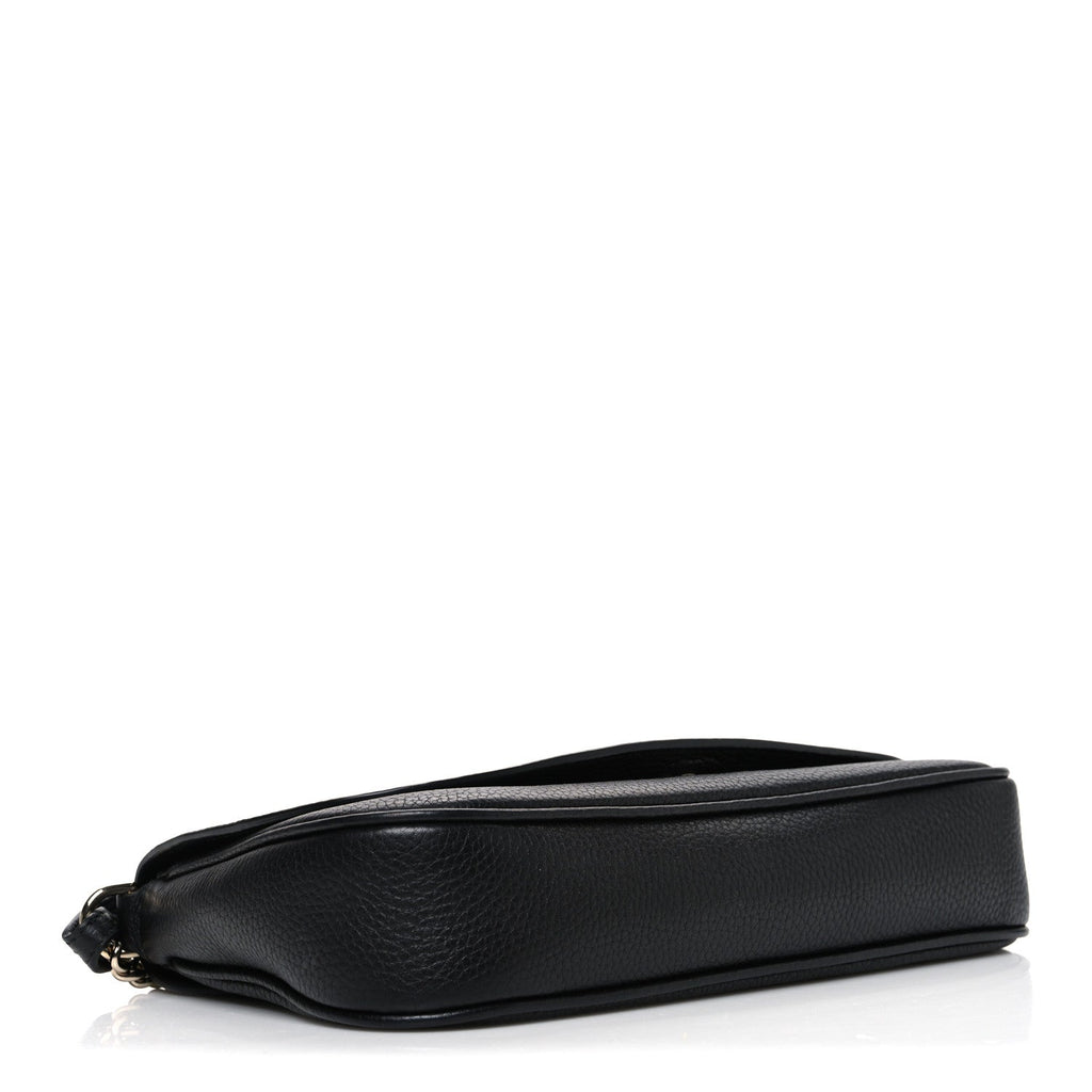 Pebbled Calfskin Medium Soho Flap Crossbody Black