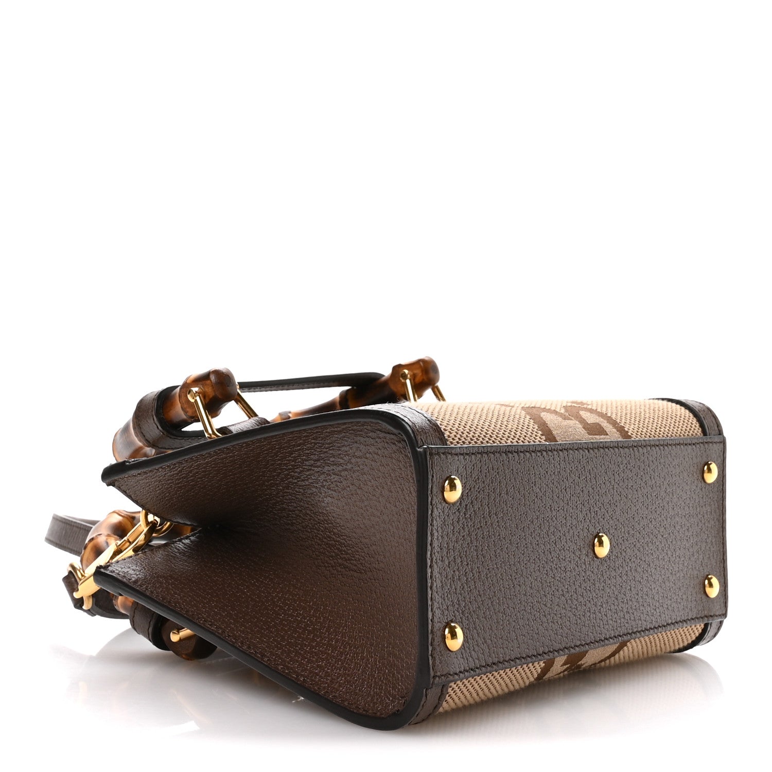 Monogram Jumbo GG Textured Dollar Calfskin Mini Diana Tote Bag Camel Ebony New Acero