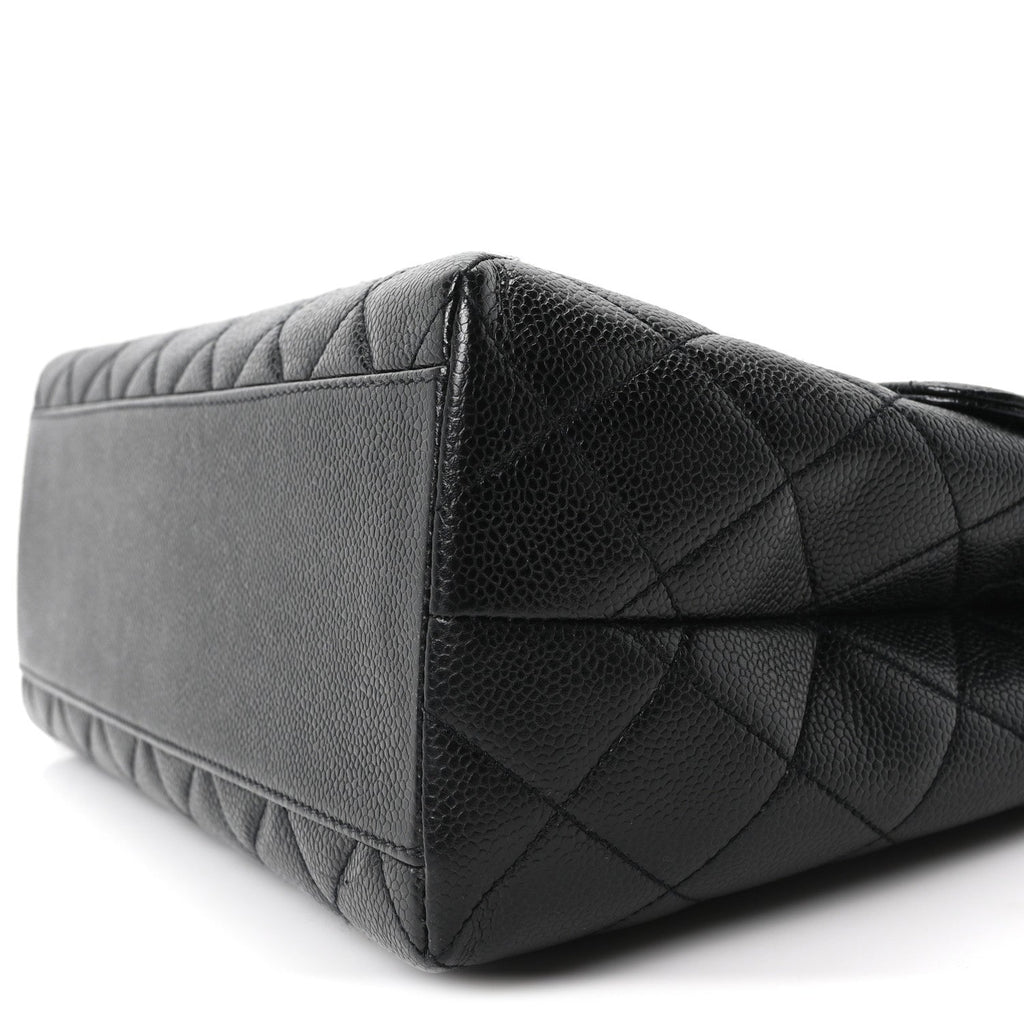 Caviar Quilted Jumbo Kelly Flap Black