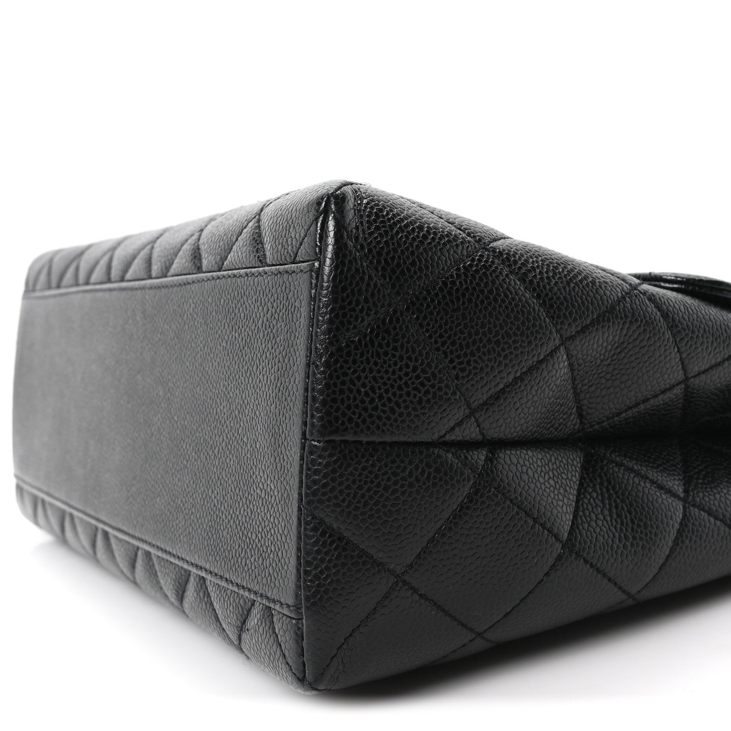 Caviar Quilted Jumbo Kelly Flap Black