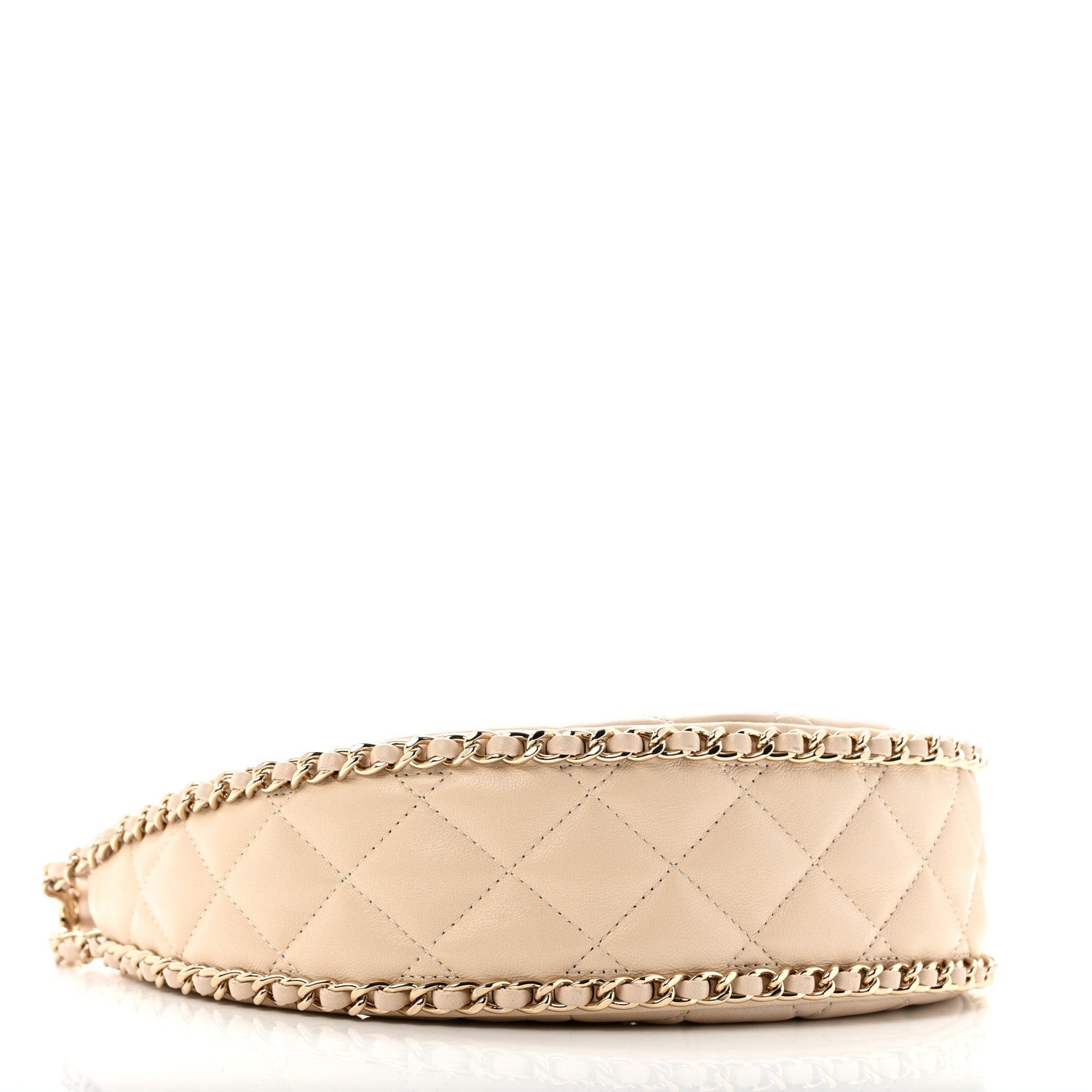 Lambskin Quilted Small Hobo Bag Light Beige