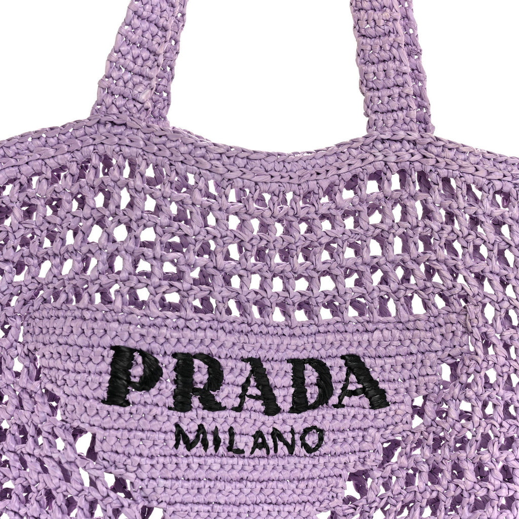 Yarn Raffia Effect Crochet Logo Embroidered Tote Bag Lilium
