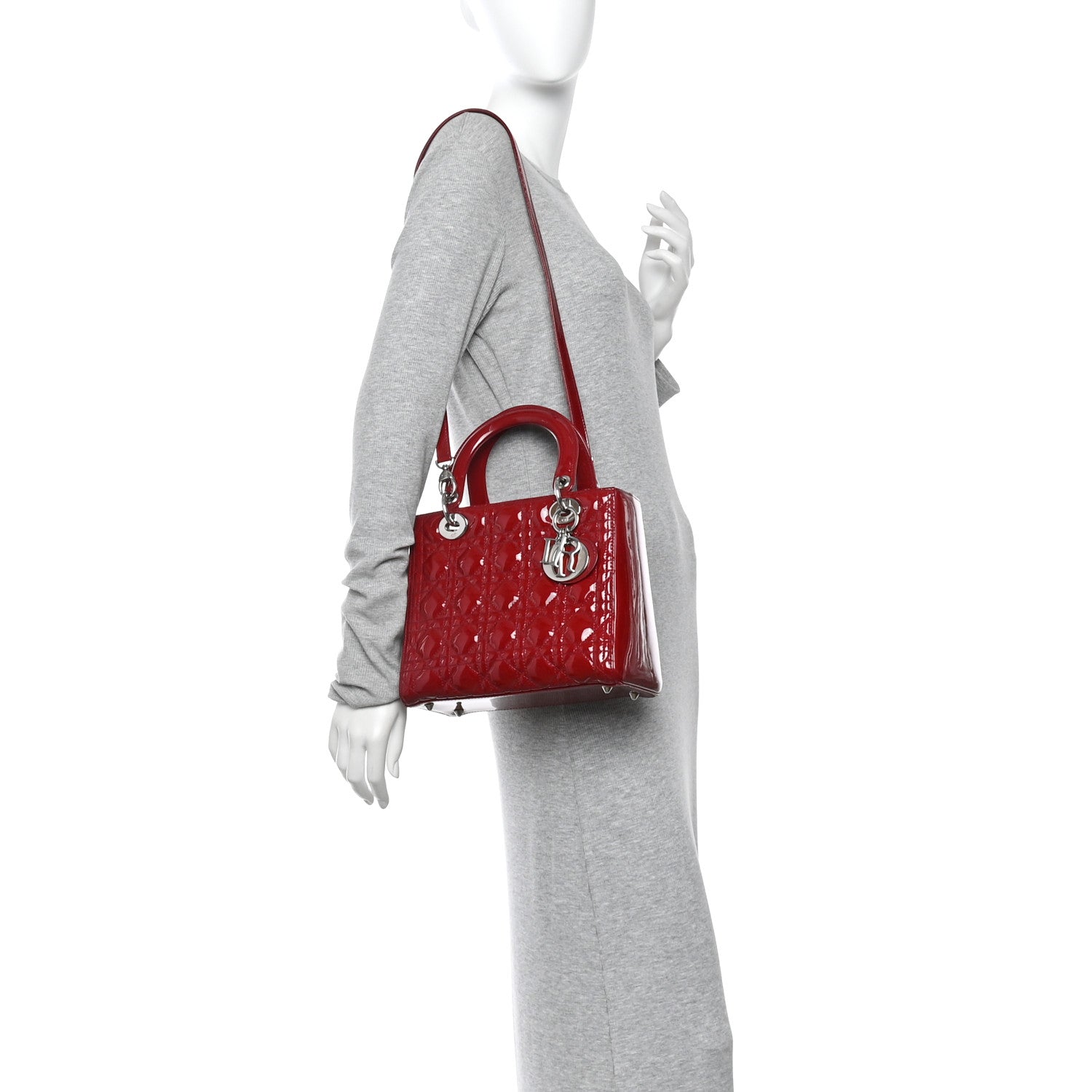 Patent Cannage Medium Lady Dior Red