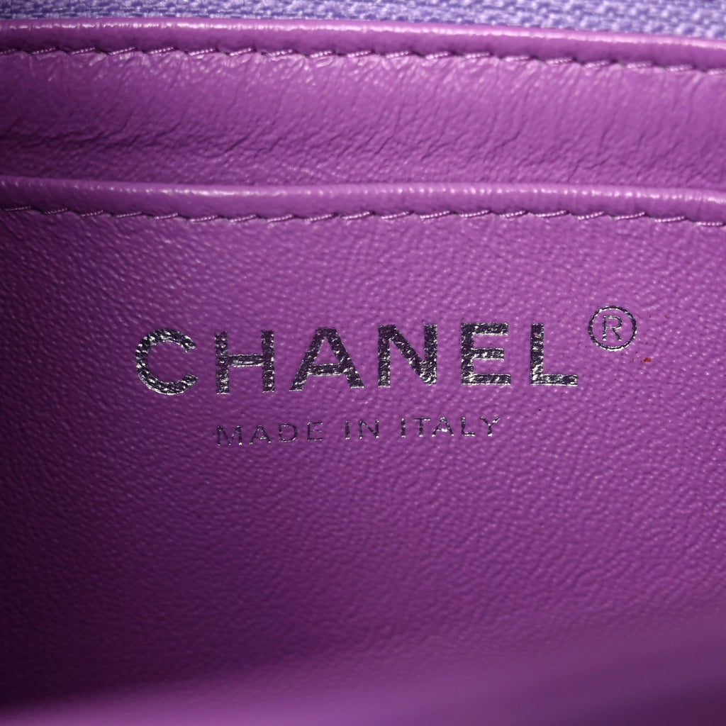 Lambskin Quilted Mini Rectangular Flap Purple