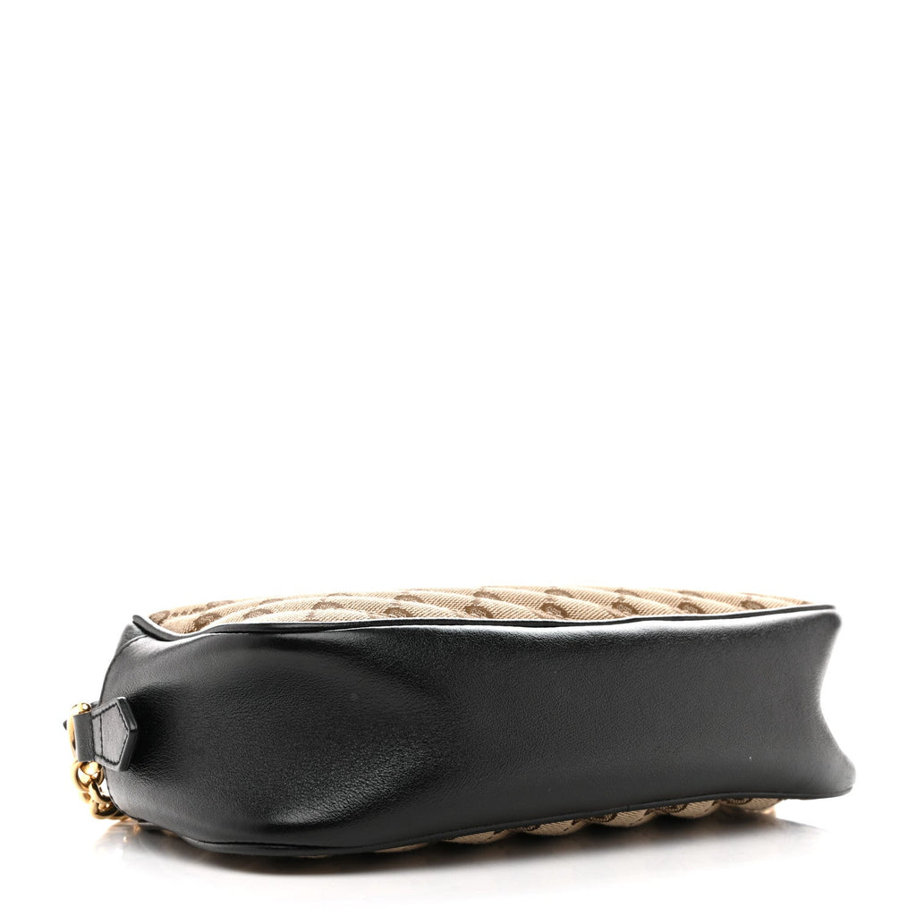 Monogram Matelasse Diagonal Small GG Marmont Chain Shoulder Bag Beige Black