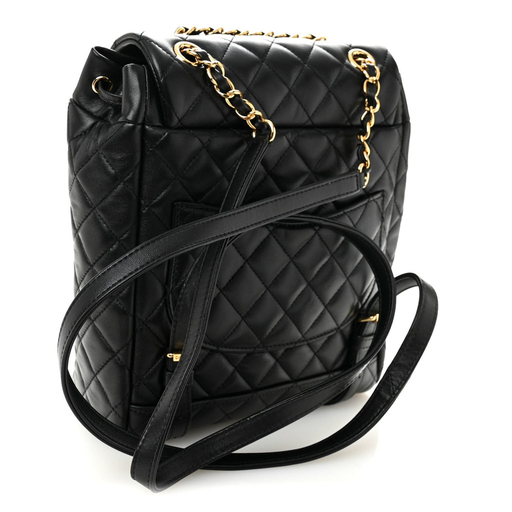 Lambskin Quilted Small Urban Spirit Backpack Black