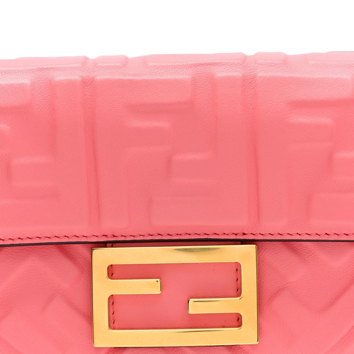 Nappa FF 1974 Embossed Mini Baguette Pink Dalia
