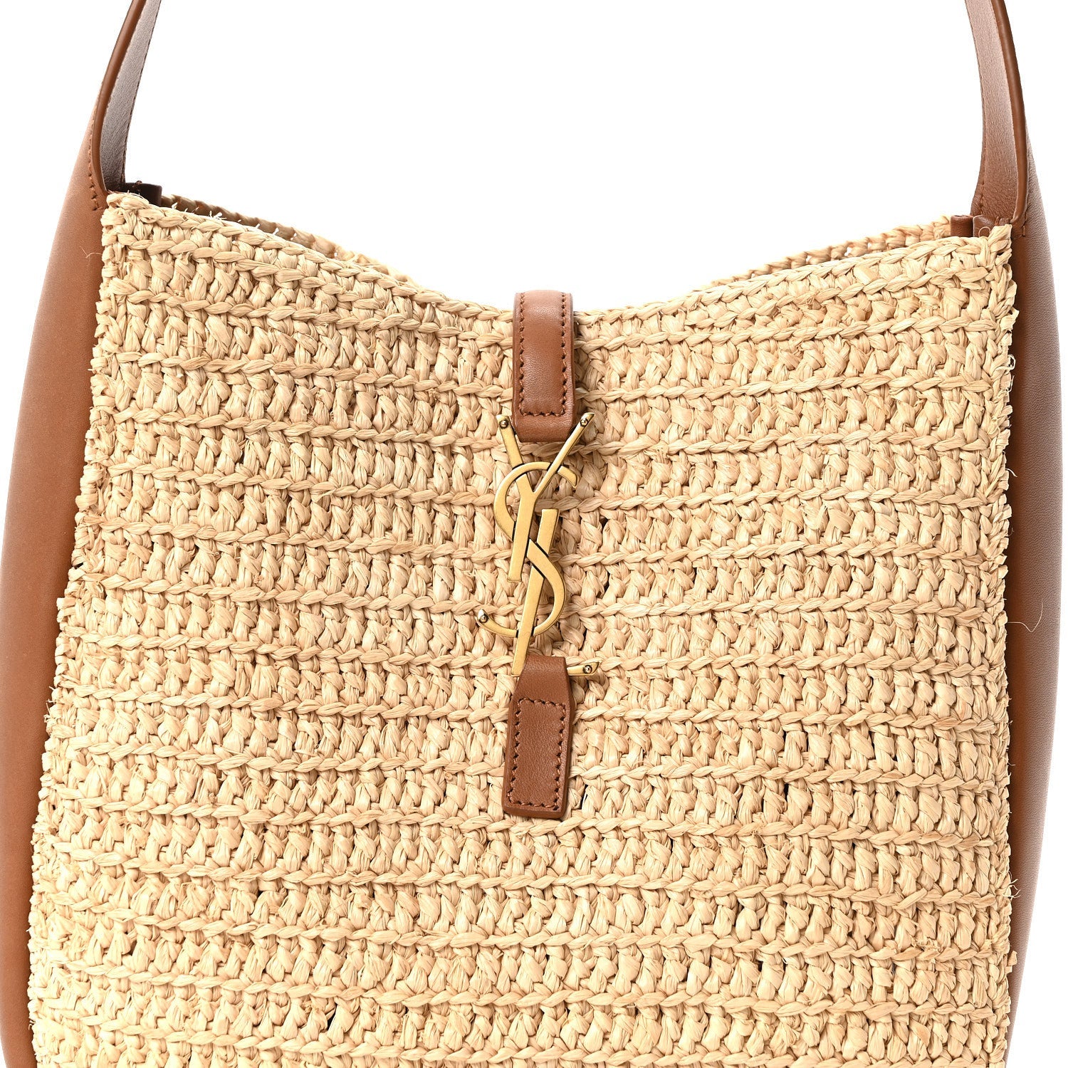 Raffia Calfskin Le 5 A 7 Small Hobo Natural Brick