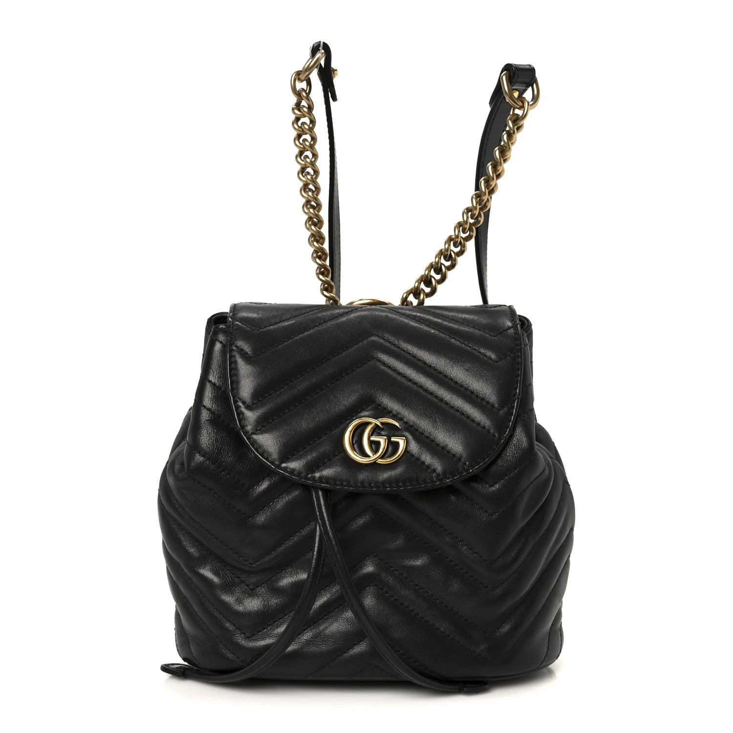 Calfskin Matelasse GG Marmont Flap Backpack Black