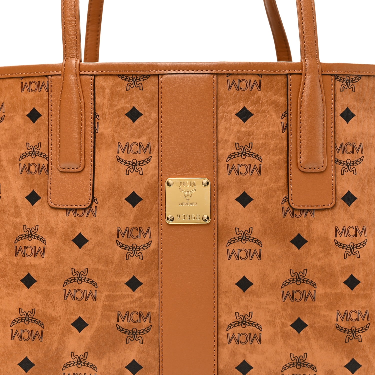 Visetos Medium Reversible Shopper Tote Cognac