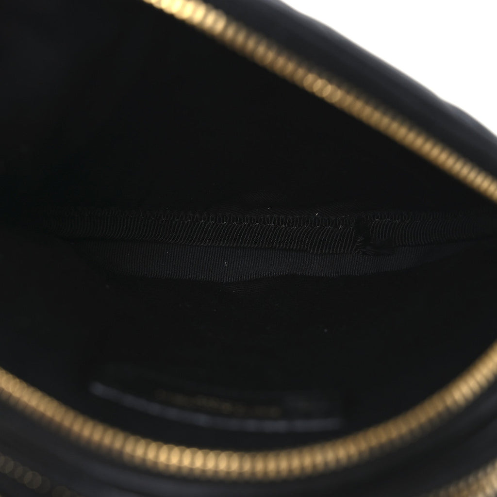 Lambskin Quilted Round Le Maillon Round Tassel Chain Crossbody Bag Black