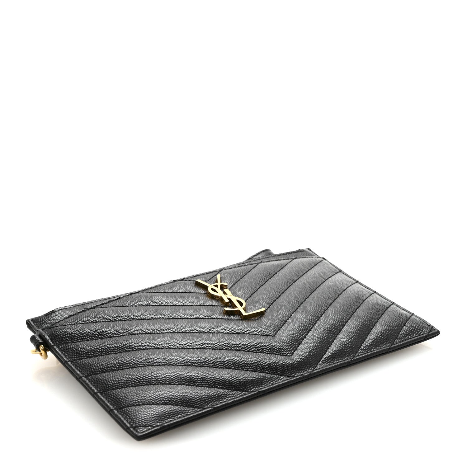 Grain De Poudre Chevron Monogram Large Bill Pouch Black