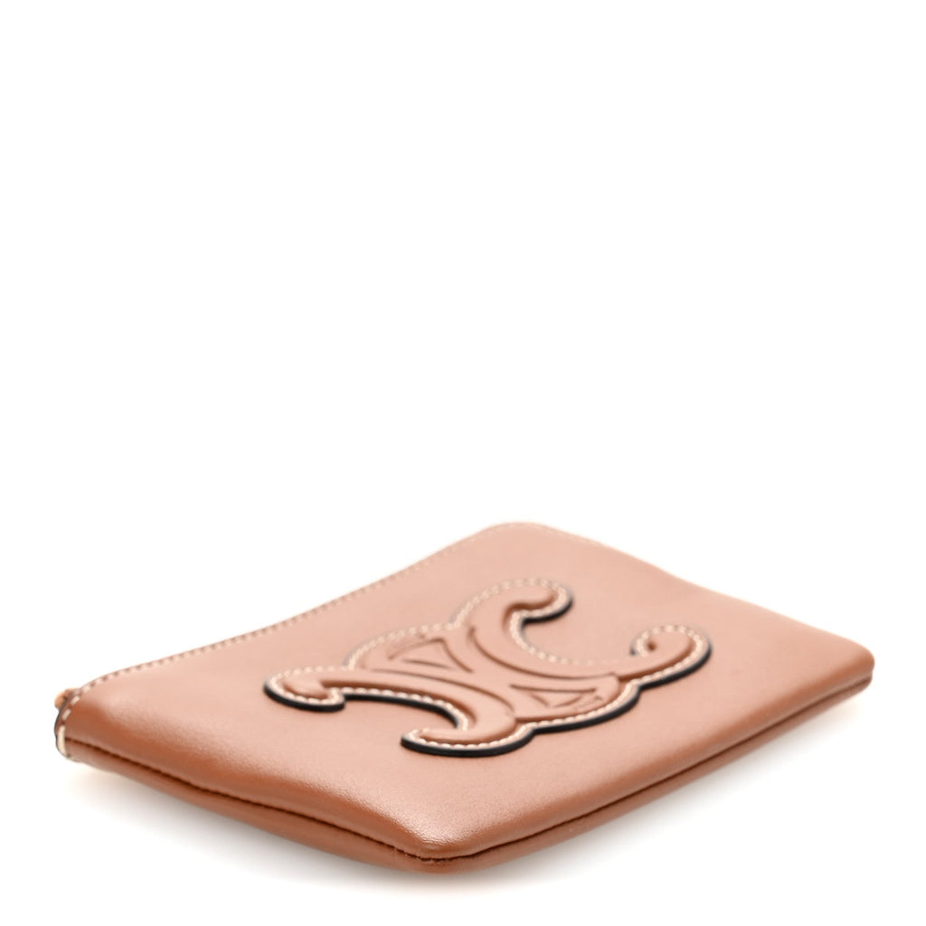 Smooth Calfskin Cuir Triomphe Coin and  Pouch With Hook Tan