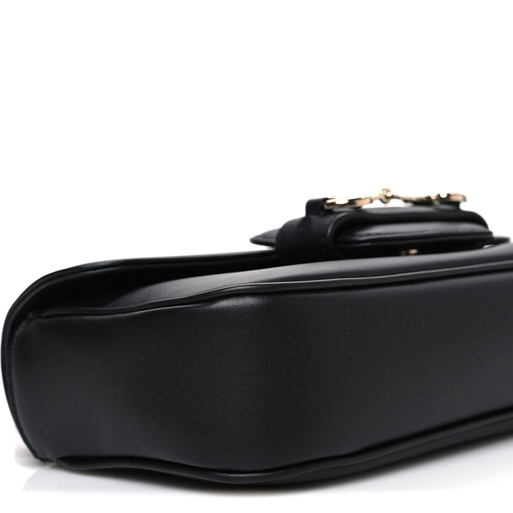 Calfskin Horsebit 1955 Small Soft Top Handle Shoulder Bag Black