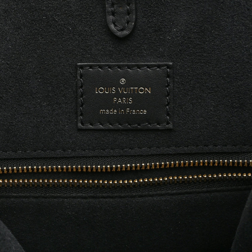 Calfskin Monogram Fold Tote MM Black Wine Cream
