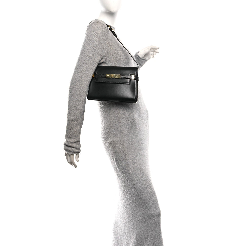 Smooth Calfskin Small Manhattan Shoulder Bag Black