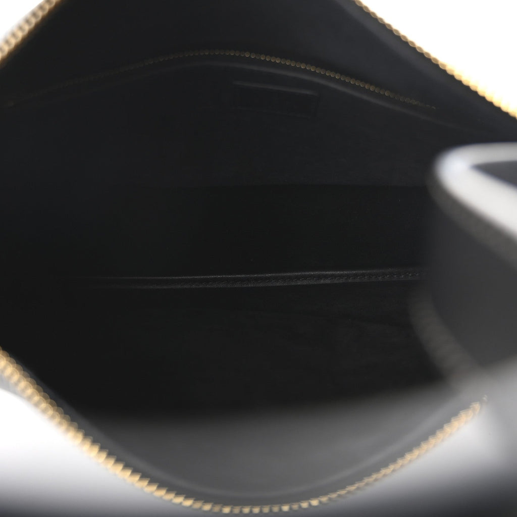 Calfskin Medium Emblem Shoulder Bag Black
