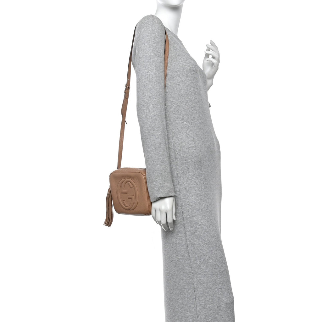 Pebbled Calfskin Small Soho Disco Bag Camelia