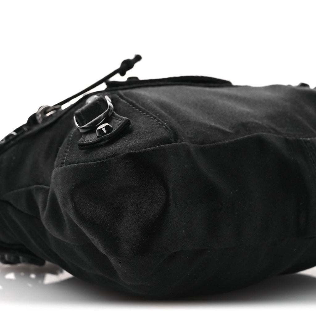 Satin Enamel Classique Chain Shoulder Bag Black