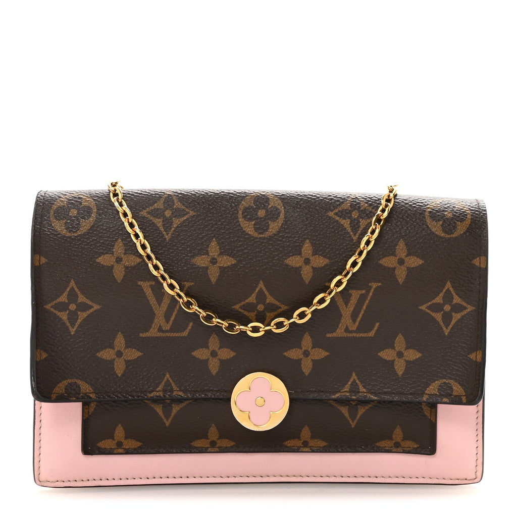 Monogram Flore Chain Wallet Rose Ballerine