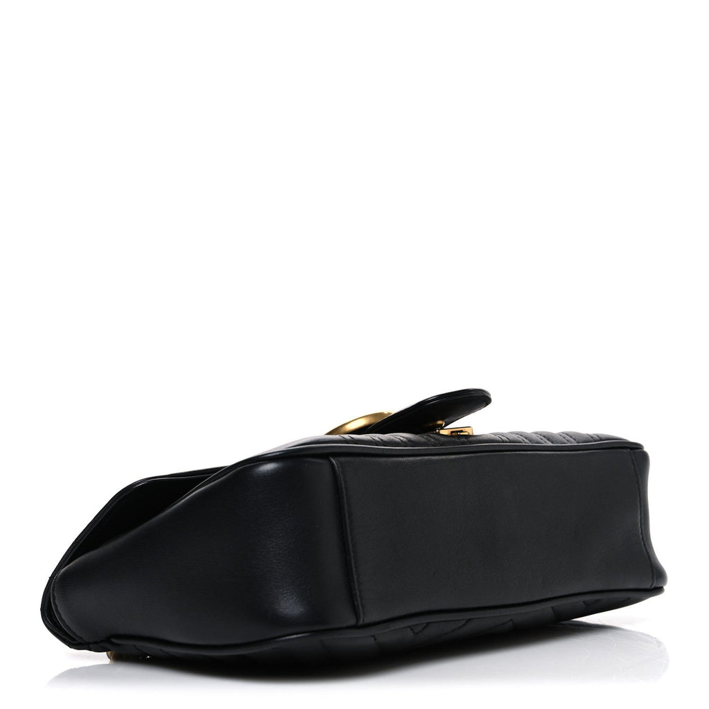 Calfskin Matelasse Small GG Marmont Shoulder Bag Black