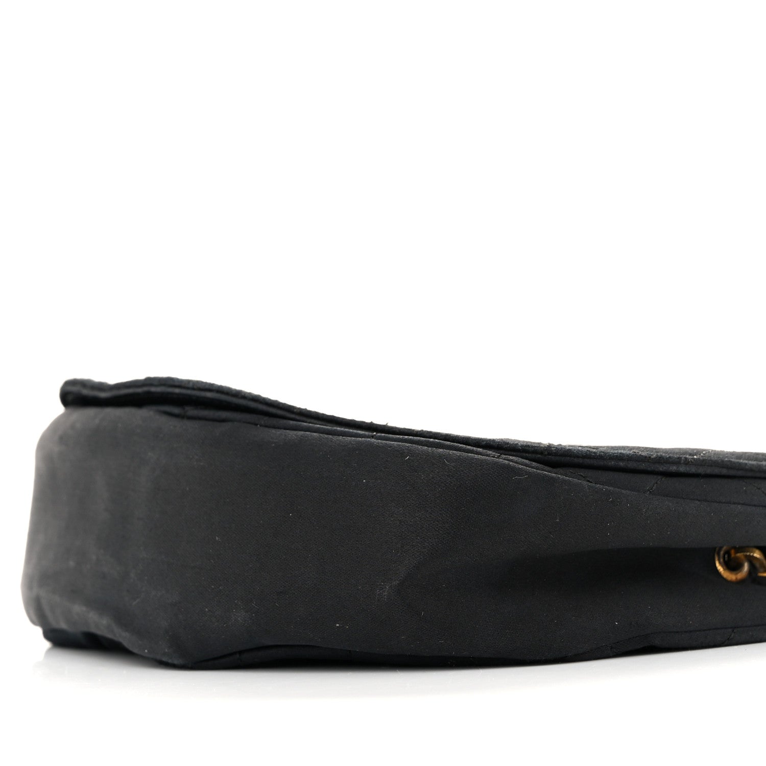 Satin Quilted Half Moon Flap Black