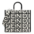 X MARC JACOBS Vitello King Logo Print Medium Fendi Sunshine Shopper Tote Black White