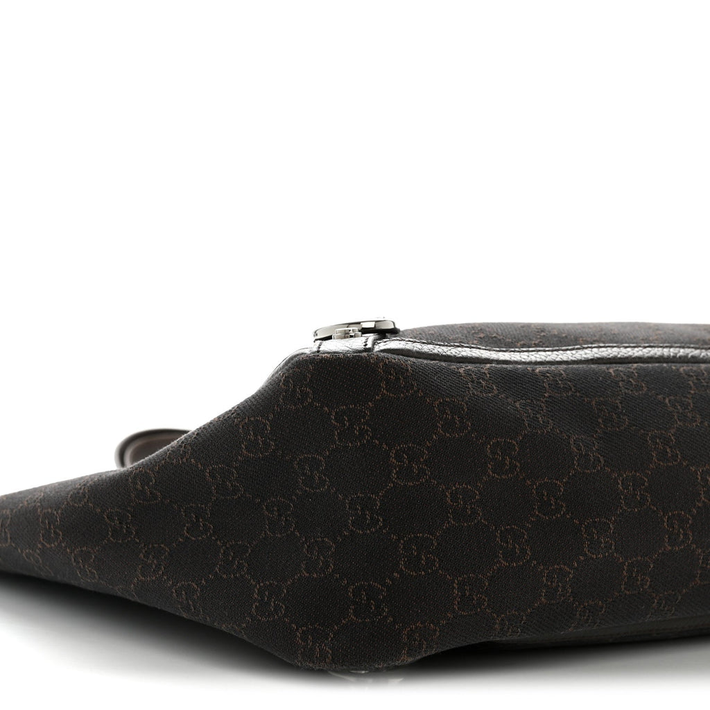 Denim Monogram Large Abbey Tote Dark Brown