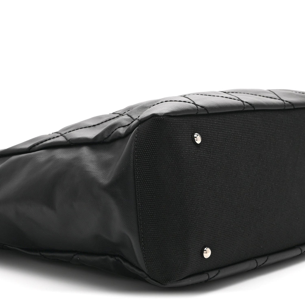 Coated Canvas Quilted Large Paris Biarritz Tote Black