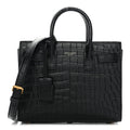 Calfskin Crocodile Embossed Nano Sac De Jour Black