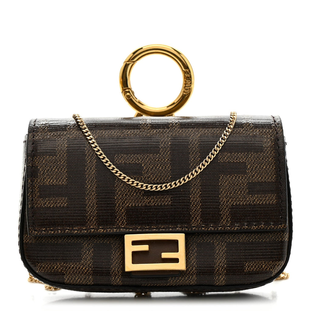 Glazed Fabric FF 1974 Nano Baguette Charm Mogano Panna