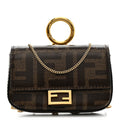 Glazed Fabric FF 1974 Nano Baguette Charm Mogano Panna