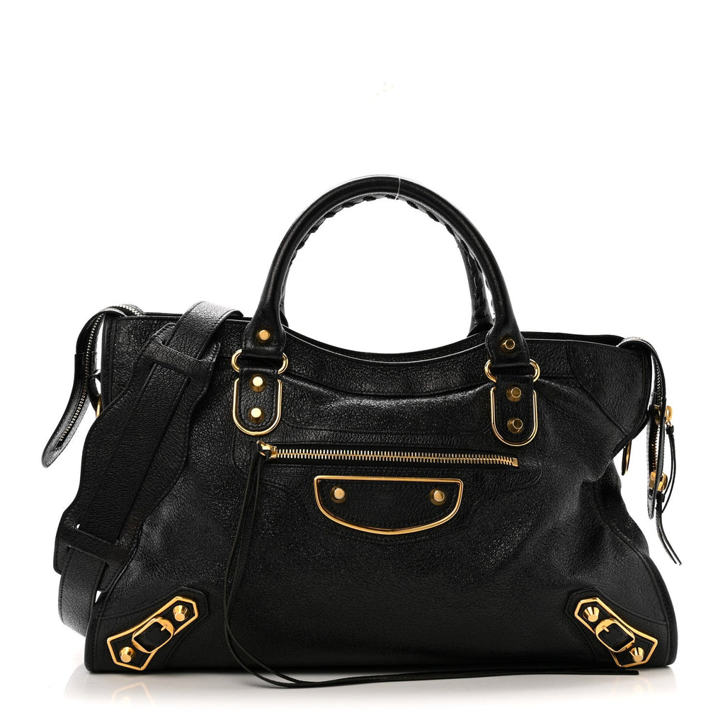 Chevre Gold Metallic Edge Hardware City Black
