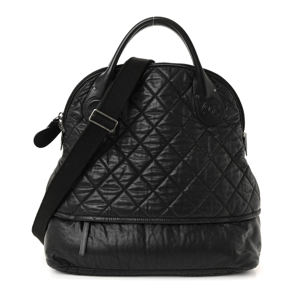 Coated Canvas Quilted Large Garment Travel Bag Black